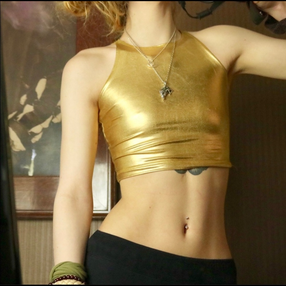 American Apparel Gold Crop Top